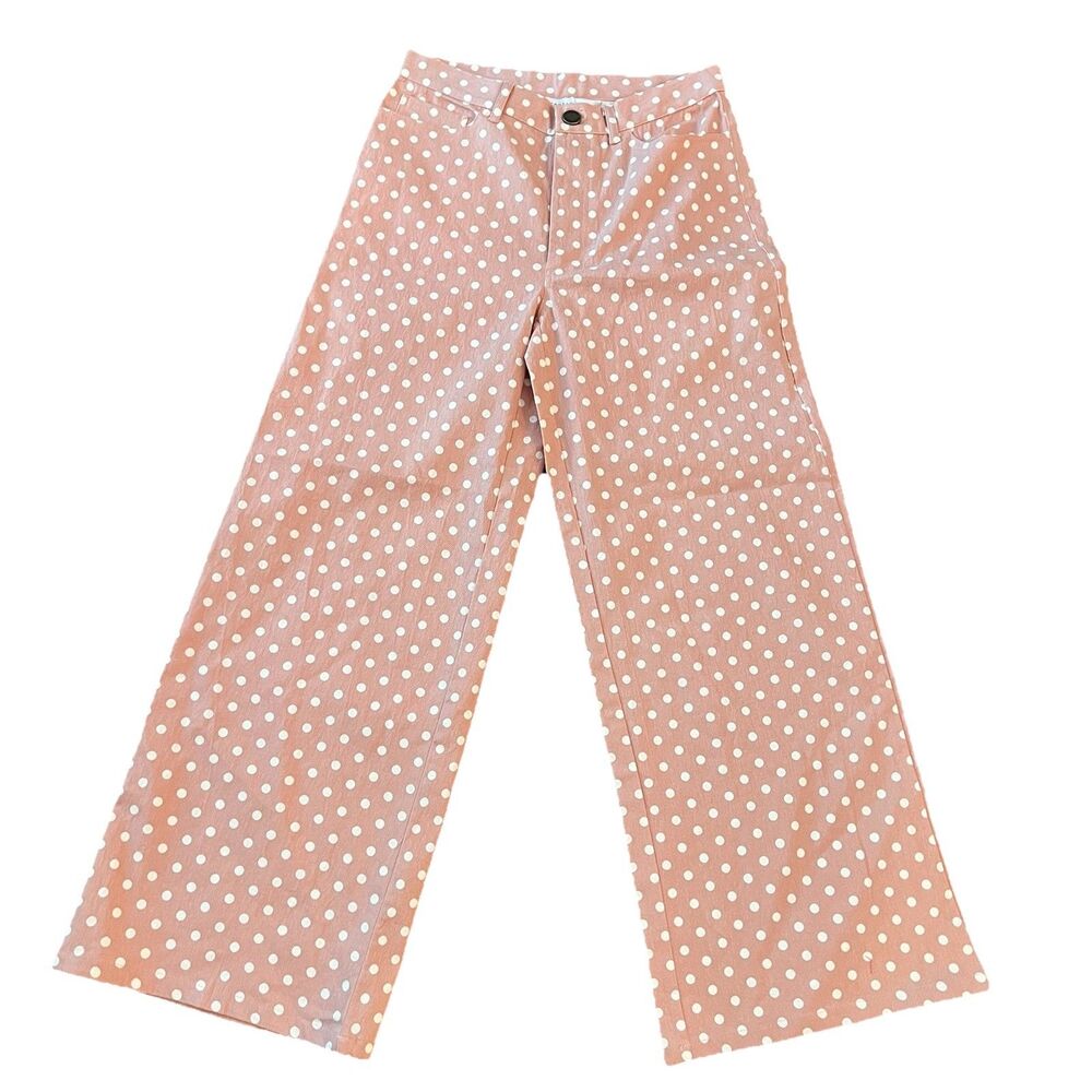 compania fantastica Pants Small Polka Dot Wide Leg Pink